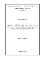 Nghiên cứu giải pháp nâng cao hiệu quả đầu tư xây dựng công trình thủy lợi