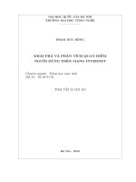 Tóm tắt Luận án tiến sĩ Khoa học máy tính: Khai phá và phân tích quan điểm người dùng trên mạng internet