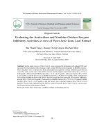 Nghiên cứu tác dụng chống oxy hóa và ức chế enzym xanthine oxidase in vitro của cao chiết lá Trầu không (Piper betle L.)