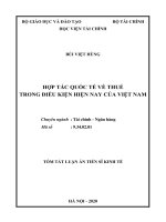 Tóm tắt Luận án tiến sĩ Kinh tế: Hợp tác quốc tế về thuế trong điều kiện hiện nay của Việt Nam