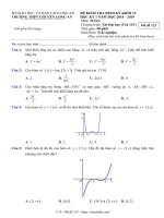 Đề thi học kỳ 1 toán 12 năm 2018 2019 trường THPT chuyên long an 