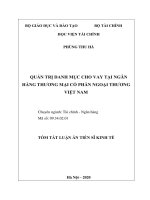 Tóm tắt Luận án tiến sĩ Kinh tế: Quản trị danh mục cho vay tại Ngân hàng Thương mại Cổ phần Ngoại thương Việt Nam
