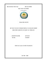 Tóm tắt Luận án tiến sĩ Kinh tế: Kế toán tài sản cố định trong các doanh nghiệp khai thác khoáng sản khu vực phía Bắc