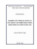 Nghiên cứu tính an toàn và tác dụng cải thiện khả năng sinh tinh của Viên nang Y10