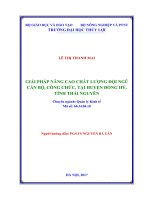 Giải pháp nâng cao chát lượng đội ngũ cán bộ, công chức tại huyện Đồng Hỷ, tỉnh Thái Nguyên