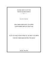 Luận văn thạc sĩ kinh tế: Hoạt động kiểm soát tài chính tại Bảo hiểm tiền gửi Việt Nam