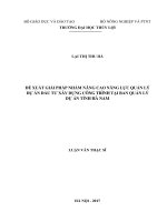 Đề xuất giải pháp nhằm nâng cao năng lực quản lý dự án đầu tư xây dựng công trình tại Ban quản lý