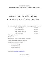 BÀI DỰ THI TÌM HIỂU GIÁ TRỊ VĂN HÓA - LỊCH SỬ ĐỒNG NAI 2016