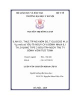ĐÁNH GIÁ THỰC TRẠNG KIỂM SOÁT GLUCOSE máu và một số yếu tố NGUY cơ ở BỆNH NHÂN đái THÁO ĐƯỜNG TYPE 2 điều TRỊ NGOẠI TRÚ tại BỆNH VIỆN TUỆ TĨNH 
