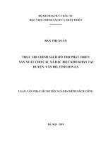 Luận văn thạc sỹ - Thực thi chính sách hỗ trợ phát triển sản xuất cho các xã đặc biệt khó khăn tại huyện Vân Hồ, tỉnh Sơn La