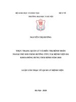 THỰC TRẠNG QUẢN lý và điều TRỊ BỆNH NHÂN NGOẠI TRÚ đái THÁO ĐƯỜNG TÝP 2 tại BỆNH VIỆN đa KHOA ĐÔNG HƯNG THÁI BÌNH năm 2018 