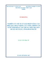 Nghiên cứu đề xuất giải pháp nâng cao hiệu quả hoạt động các công trình cấp nước sinh hoạt