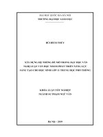 XÂY DỰNG hệ THỐNG đề mở TRONG dạy học văn NGHỊ LUẬN văn học NHẰM PHÁT TRIỂN NĂNG lực SÁNG tạo CHO học SINH lớp 11 TRUNG học PHỔ THÔNG 