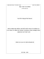 Tóm tắt Luận án Tiến sĩ Kinh tế: Hoàn thiện hệ thống chỉ tiêu phân tích tài chính tại các công ty niêm yết thuộc Tập đoàn Công nghiệp Than – Khoáng sản Việt Nam