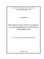 Thực trạng áp dụng thương mại điện tử của doanh nghiệp dịch vụ trên địa bàn thành phố hà nội