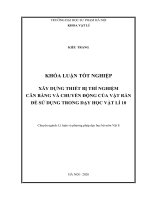 XÂY DỰNG THIẾT bị THÍ NGHIỆM cân BẰNG và CHUYỂN ĐỘNG của vật rắn để sử DỤNG TRONG dạy học vật lí 10 