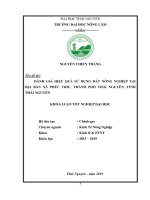 Đánh giá hiệu quả sử dụng đất nông nghiệp trên địa bàn xã phúc trìu, thành phố thái nguyên, tỉnh thái nguyên 