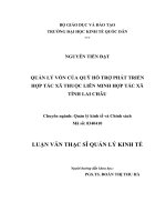 Luận văn thạc sỹ - Quản lý vốn của Quỹ hỗ trợ phát triển Hợp tác xã thuộc Liên minh Hợp tác xã tỉnh Lai Châu