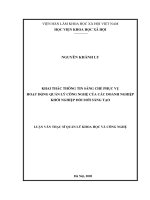 Khai thác thông tin sáng chế phục vụ hoạt động quản lý công nghệ của các doanh nghiệp khởi nghiệp đổi mới sáng tạo