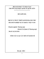 Tóm tắt luận án Tiến sĩ Kinh tế: Dịch vụ phát triển kinh doanh cho doanh nghiệp xuất khẩu Việt Nam