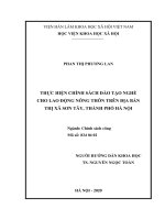 Thực hiện chính sách đào tạo nghề cho lao động nông thôn trên địa bàn thị xã sơn tây, thành phố hà nội