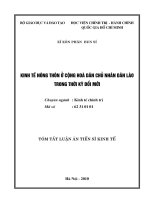 Tóm tắt luận án Tiến sĩ Kinh tế: Kinh tế nông thôn ở Cộng hoà dân chủ nhân dân Lào trong thời kỳ đổi mới