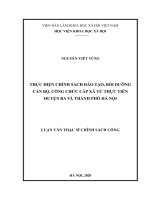 Thực hiện chính sách đào tạo, bồi dưỡng cán bộ, công chức cấp xã từ thực tiễn huyện ba vì, thành phố hà nội