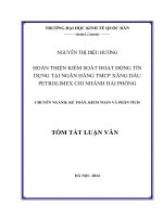 Tóm tắt Luận văn Thạc sĩ Kế toán: Hoàn thiện kiểm soát hoạt động tín dụng tại Ngân hàng TMCP Xăng dầu Petrolimex – Chi nhánh Hải Phòng