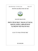 PHÂN TÍCH THỰC TRẠNG SỬ DỤNG KHÁNG SINH CARBAPENEM TẠI BỆNH VIỆN BẠCH MAI LUẬN VĂN TH.S DƯỢC HỌC