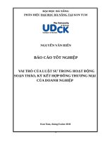 Luận văn tốt nghiệp VAI TRÒ CỦA LUẬT SƯ TRONG HOẠT ĐỘNG SOẠN THẢO, KÝ KẾT HỢP ĐỒNG THƯƠNG MẠI CỦA DOANH NGHIỆP