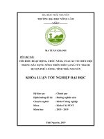 Tìm hiểu hoạt động, chức năng của các tổ chức hội trong xây dựng nông thôn mới tại xã tức tranh, huyện phú lương, tỉnh thái nguyên 