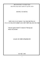 Tóm tắt luận án Tiến sĩ Kinh tế: Thúc đẩy xuất khẩu vào thị trường EU của các doanh nghiệp giày dép trên địa bàn Hà Nội