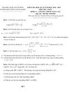 Đề thi học kì 2 toán 11 năm 2018 2019 trường phổ thông năng khiếu TP HCM 