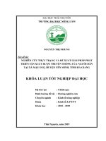 Nghiên cứu hiện trạng và đề xuất giải pháp phát triển sản xuất rượu truyền thống của người dân tại xã mậu duệ, huyện yên minh, tỉnh hà giang 