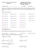 Kiểm tra giải tích 12 bài 4 năm 2017 2018 trường trần bình trọng khánh hòa 