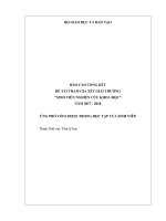 BÁO CÁO TỔNG KẾT ĐỀ TÀI THAM GIA XÉT GIẢI THƯỞNG “SINH VIÊN NGHIÊN CỨU KHOA HỌC” NĂM 2017 - 2018 ỨNG PHÓ VỚI STRESS TRONG HỌC TẬP CỦA SINH VIÊN