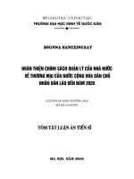 Tóm tắt luận án Tiến sĩ Kinh tế: Hoàn thiện chính sách quản lý của Nhà nước về thương mại của nước Cộng hoà Dân chủ Nhân dân Lào đến năm 2020