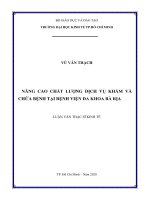 Nâng cao chất lượng dịch vụ khám và chữa bệnh tại bệnh viện đa khoa bà rịa 