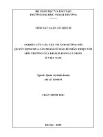 Nghiên cứu các yếu tố ảnh hưởng tới quyết định mua sản phẩm có bao bì thân thiện với môi trường của khách hàng cá nhân ở việt nam tt 