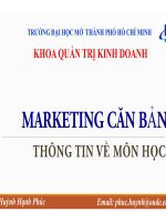 Bài giảng Marketing căn bản: Chương 1 – ThS. Huỳnh Hạnh Phúc (2018)