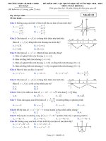 Đề kiểm tra tập trung HK1 toán 12 năm 2018 2019 trường marie curie TP  HCM 
