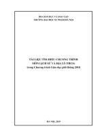 TÀI LIỆU TÌM HIỂU CHƯƠNG TRÌNH MÔN LỊCH SỬ VÀ ĐỊA LÍ (THCS) Chương trình Giáo dục phổ thông