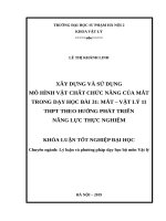 Xây dựng và sử dụng mô hình vật chất chức năng của mắt trong dạy học bài 31 mắt   vật lý 11 THPT theo hướng phát triển năng lực thực nghiệm (KLTN k41) 