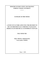 Nghiên cứu các yếu tố ảnh hưởng tới quyết định mua sản phẩm có bao bì thân thiện với môi trường của khách hàng cá nhân ở việt nam tt tiếng anh 