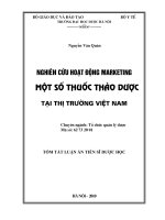 Tóm tắt luận văn Tiến sĩ Dược học: Nghiên cứu hoạt động Marketing một số thuốc thảo dược tại thị trường Việt Nam