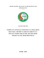 NGHIÊN cứu, ĐÁNH GIÁ ẢNH HƯỞNG của HOẠT ĐỘNG KHAI THÁC, CHẾ BIẾN SA KHOÁNG ZIRCON của NHÀ máy NGHIỀN ZIRCON SIÊU mịn SÔNG BÌNH tới KHU vực bắc BÌNH, BÌNH THUẬN 