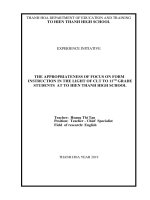SKKN The appropriateness of focus on form instruction in the light of CLT to 11th grade students at To Hien Thanh high school