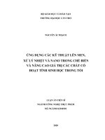 Ứng dụng các kỹ thuật lên men, xử lý nhiệt và nano trong chế biến và nâng cao giá trị các chất có hoạt tính sinh học trong tỏi 