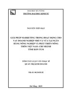 Tóm tắt luận văn Thạc sĩ Quản trị kinh doanh: Giải pháp marketing trong hoạt động cho vay doanh nghiệp nhỏ và vừa tại Ngân hàng Nông nghiệp và Phát triển Nông thôn Việt Nam – Chi nhánh tỉnh Kon Tum