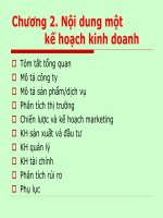 Bài giảng Kế hoạch kinh doanh – Chương 2: Nội dung của một kế hoạch kinh doanh